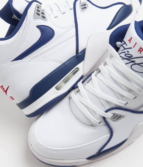 Nike Air Flight 89 Shoes in White and Dark Royal Blue and Varsity Red