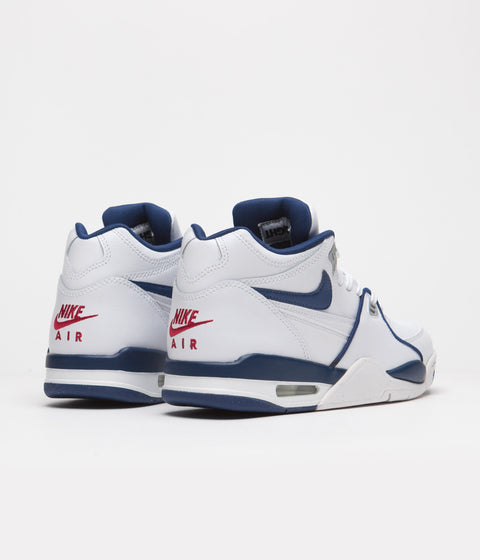 Nike Air Flight 89 Shoes in White and Dark Royal Blue and Varsity Red