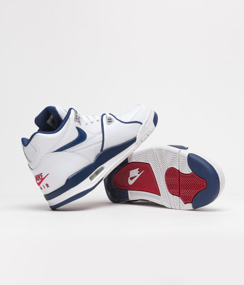 Nike Air Flight 89 Shoes in White and Dark Royal Blue and Varsity Red