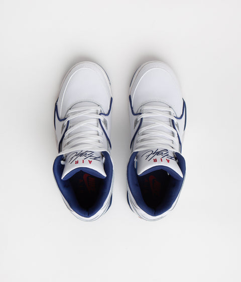 Nike Air Flight 89 Shoes in White and Dark Royal Blue and Varsity Red