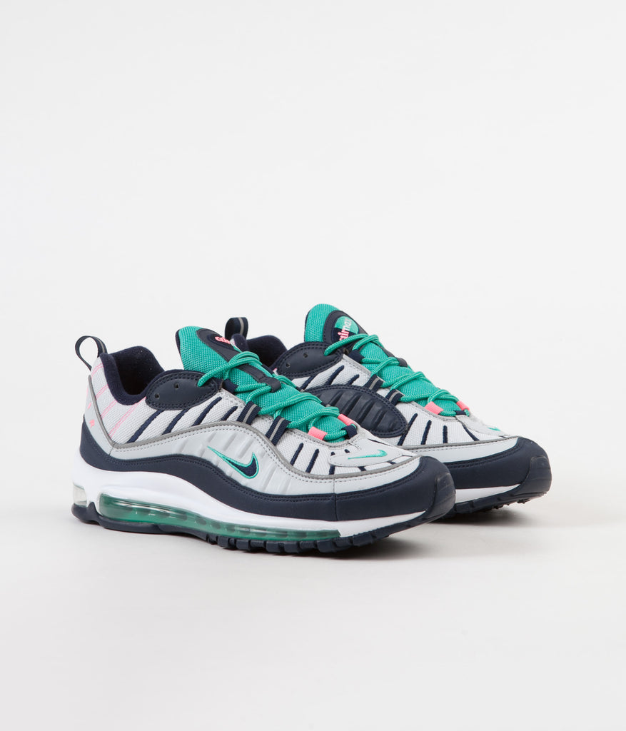 Nike Air Max 98 Shoes Pure Platinum Obsidian Kinetic Green