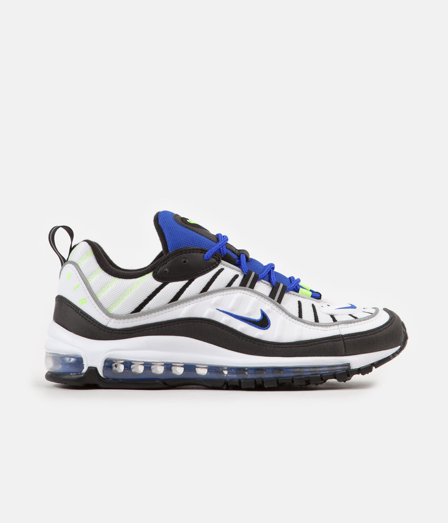 Nike Air Max 98 Shoes White Black Racer Blue Volt