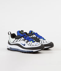 Nike Air Max 98 Shoes in White and Black and Racer Blue - Volt thumbnail
