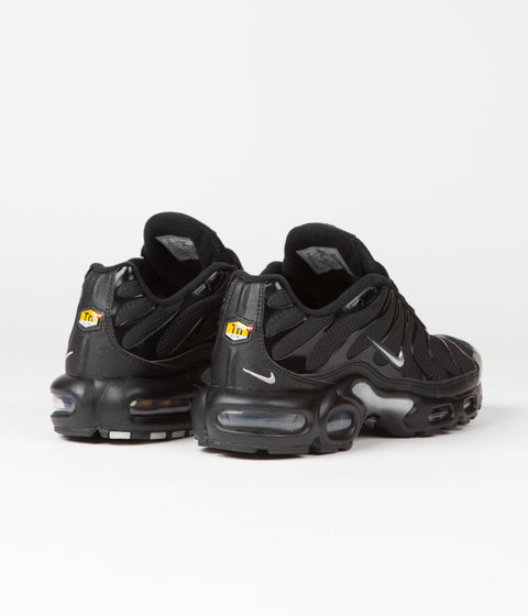 Nike Air Max Plus Shoes in Black and Metallic Silver