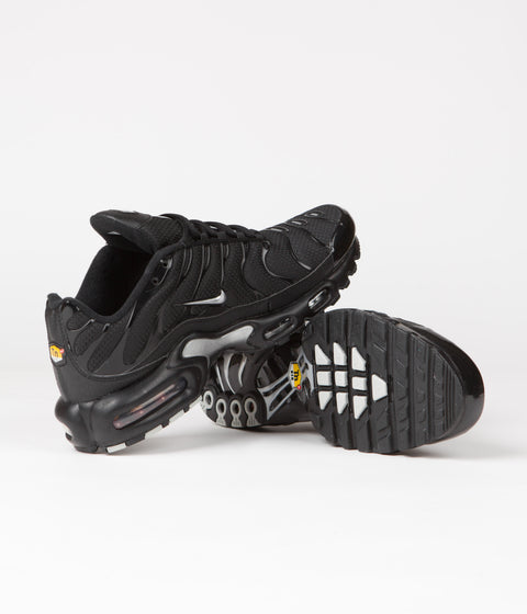 Nike Air Max Plus Shoes in Black and Metallic Silver