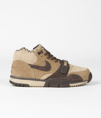 Nike Air Trainer 1 Shoes in Hay and Baroque Brown and Taupe - Varsity Red thumbnail
