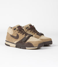 Nike Air Trainer 1 Shoes in Hay and Baroque Brown and Taupe - Varsity Red thumbnail