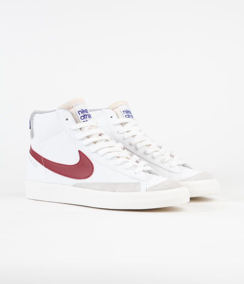 Nike Blazer Mid '77 Shoes in White and Gym Red and Light Smoke Grey - Phantom