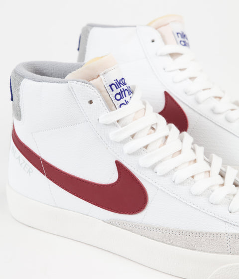Nike Blazer Mid '77 Shoes in White and Gym Red and Light Smoke Grey - Phantom