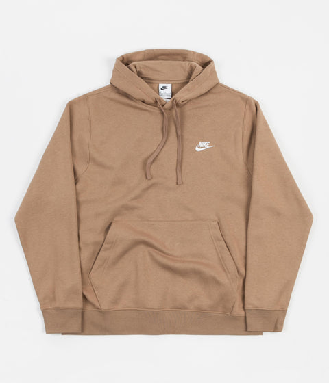 Nike Club Fleece Hoodie in Dark Driftwood and Dark Driftwood / White