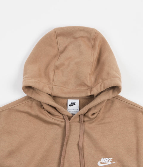 Nike Club Fleece Hoodie in Dark Driftwood and Dark Driftwood / White