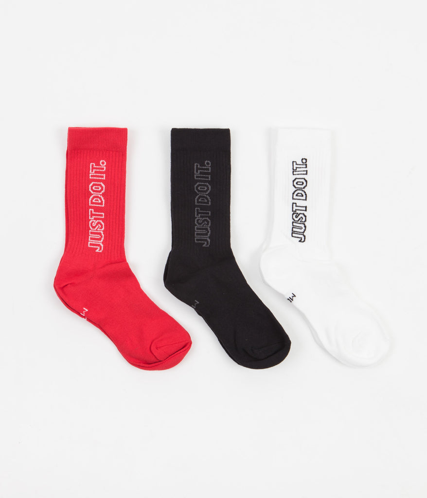 Nike Everyday Essential Crew Socks (3 Pack) Black White Red