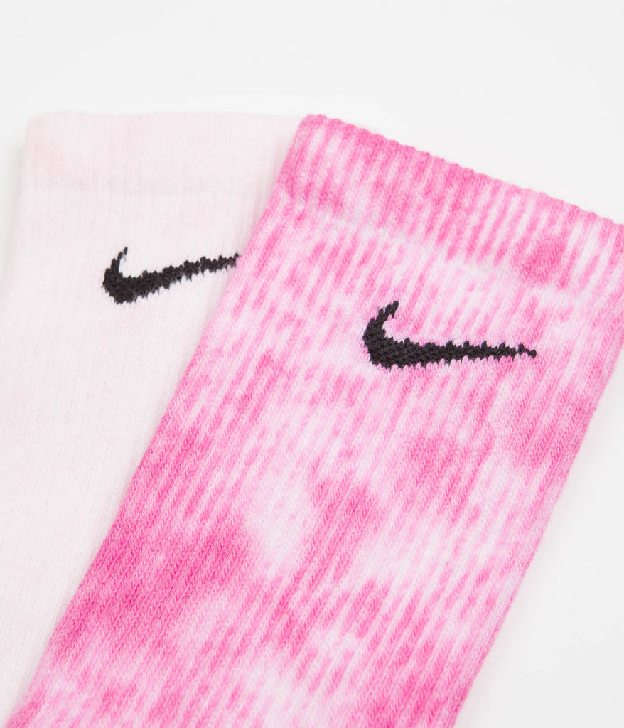 Nike Everyday Plus 2 Pack Pink Tie Dye Crew Socks