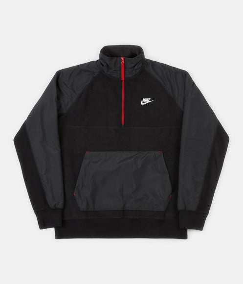 Nike Half Zip Fleece - Black / Off Noir / Gym Red / White