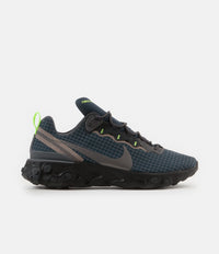 Nike React Element 55 Shoes in Armory Navy and Metallic Dark Grey and Volt thumbnail