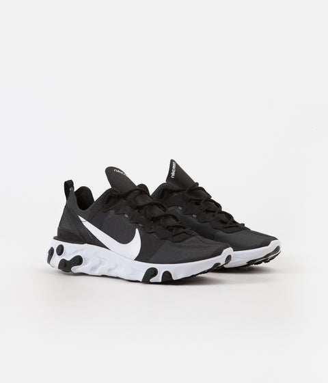 Nike React Element 55 Shoes in Black and White