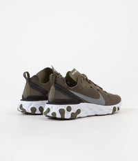 Nike React Element 55 Shoes in Medium Olive and Cool Grey and Black - White thumbnail