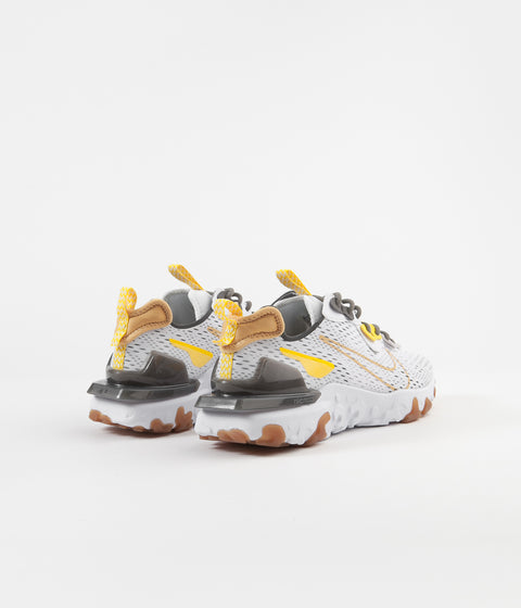 Nike React Vision Shoes in White and Honeycomb and Iron Grey - Vast Grey