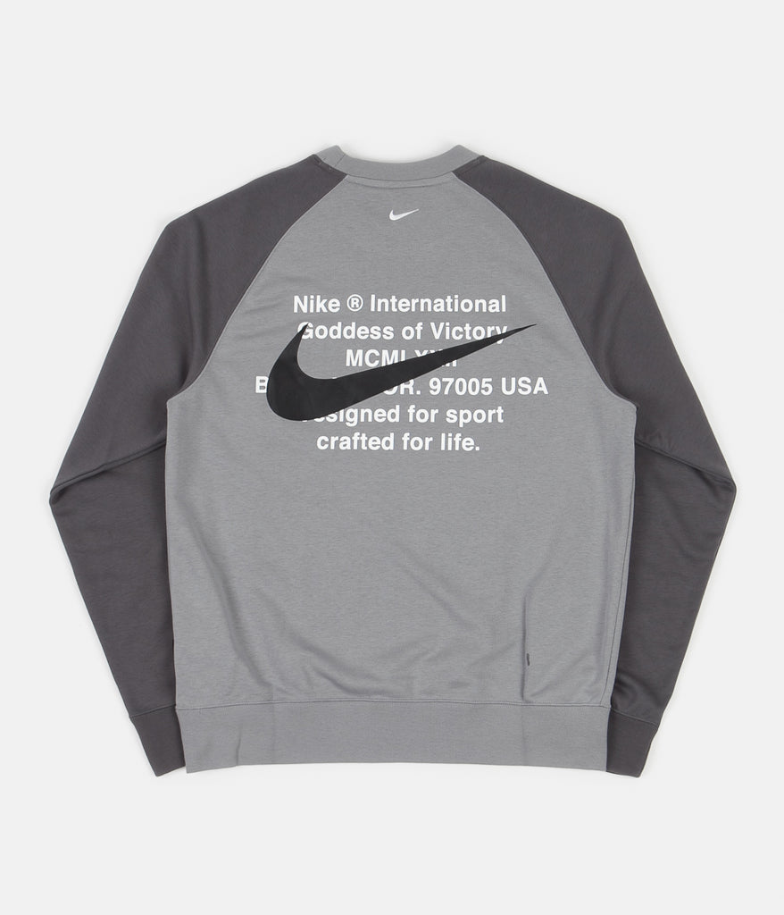 Nike Swoosh French Terry Crewneck Sweatshirt Particle Grey Iron Grey White