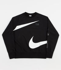 Nike Semi-Brushed Swoosh Crewneck Sweatshirt in Black and White thumbnail