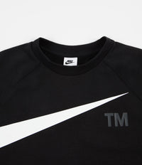 Nike Semi-Brushed Swoosh Crewneck Sweatshirt in Black and White thumbnail