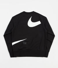 Nike Semi-Brushed Swoosh Crewneck Sweatshirt in Black and White thumbnail