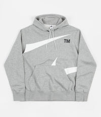 Nike Semi-Brushed Swoosh Hoodie in Dark Grey Heather and White thumbnail