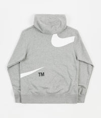 Nike Semi-Brushed Swoosh Hoodie in Dark Grey Heather and White thumbnail