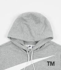 Nike Semi-Brushed Swoosh Hoodie in Dark Grey Heather and White thumbnail