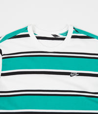 Nike Stripe T-Shirt in White and Neptune Green / Black thumbnail