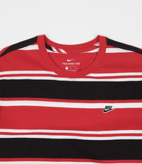 Nike Stripe T-Shirt in White and University Red / Black thumbnail