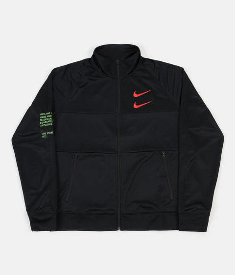 Nike Swoosh Jacket in Black and Black / Ember Glow