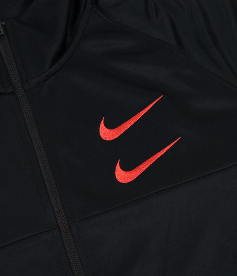 Nike Swoosh Jacket in Black and Black / Ember Glow