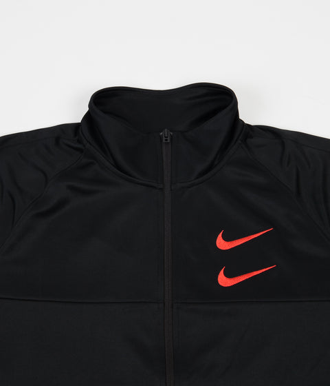 Nike Swoosh Jacket in Black and Black / Ember Glow