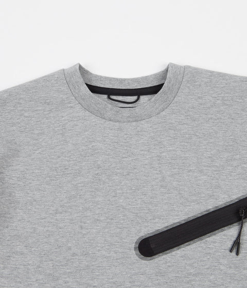 Nike Tech Fleece Crewneck GX T-Shirt in Dark Grey Heather and Black