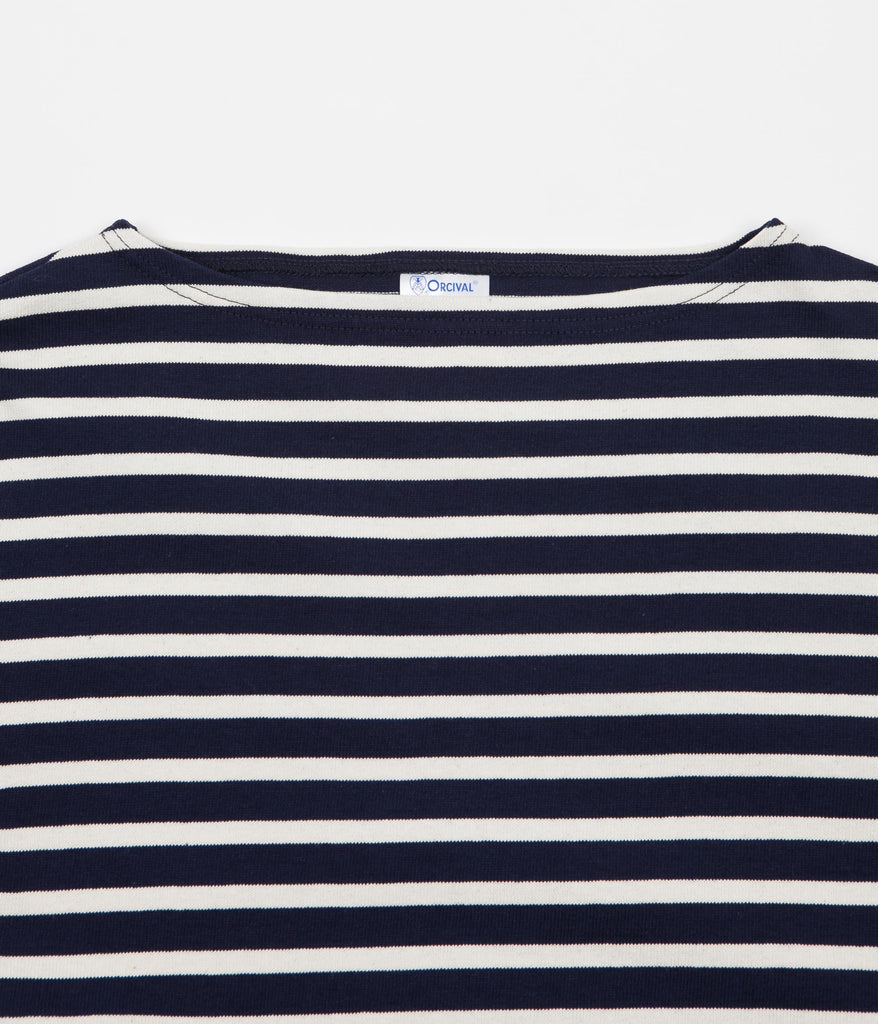 Orcival Stripe Long Sleeve T-Shirt - Marine / Ecru | Always in Colour