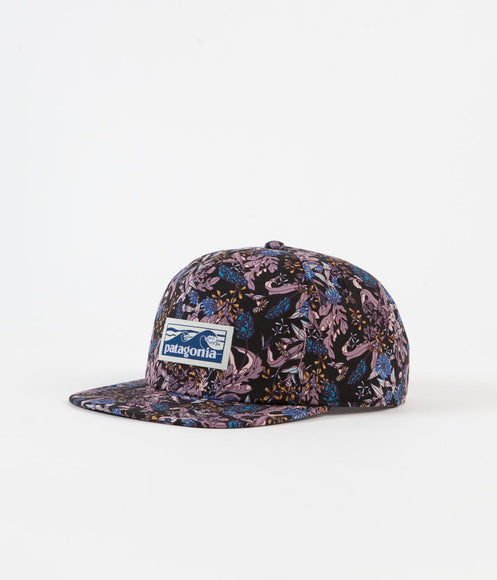 Patagonia Boardshort Label Funfarer Cap - Field Flora Tonal Small: Black