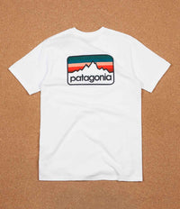 Patagonia Line Logo Badge T-Shirt in White and Smoulder Blue thumbnail