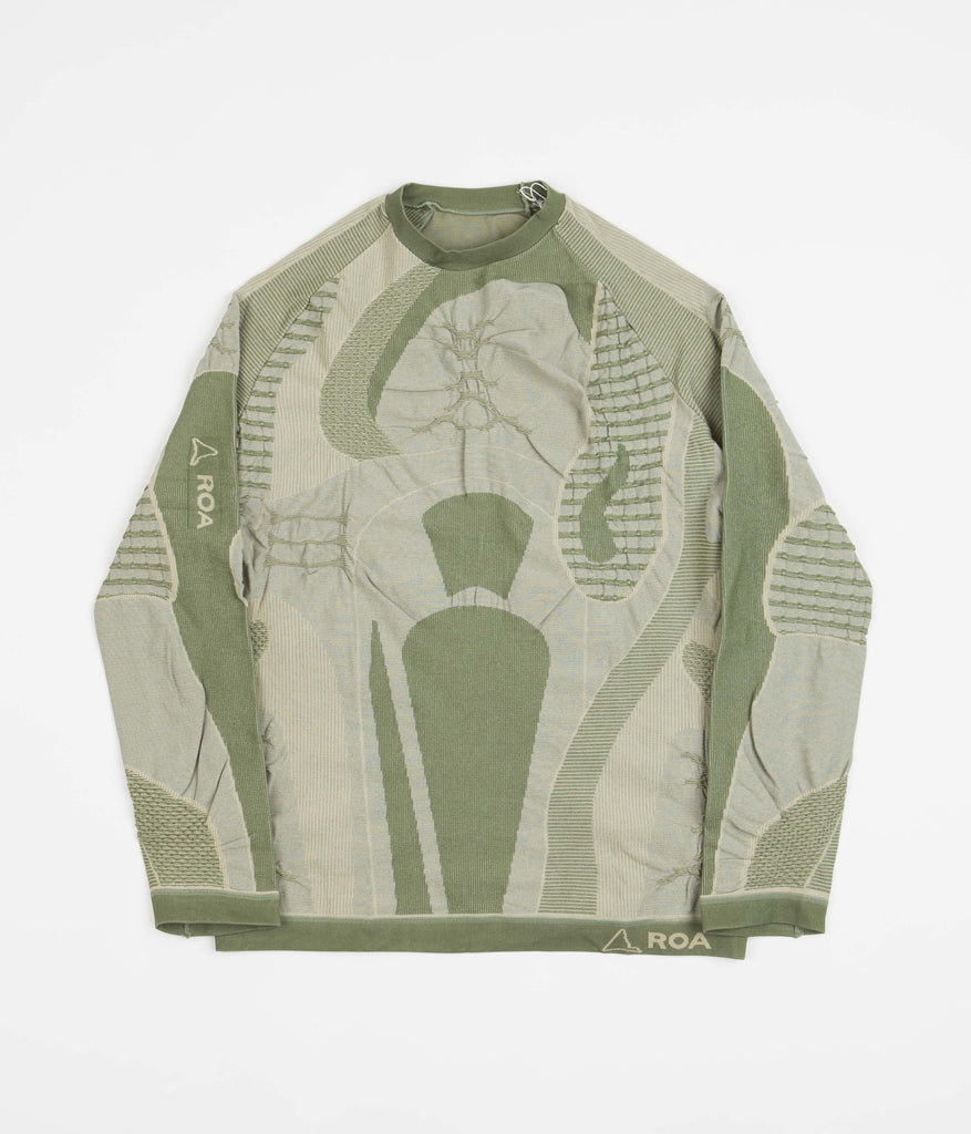 ROA Tech Knit Long Sleeve T-Shirt - Olive / Beige | Always in Colour