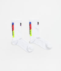 Salomon Pulse Race Flag Crew Socks - White / Fiery Red / Safety Yellow thumbnail
