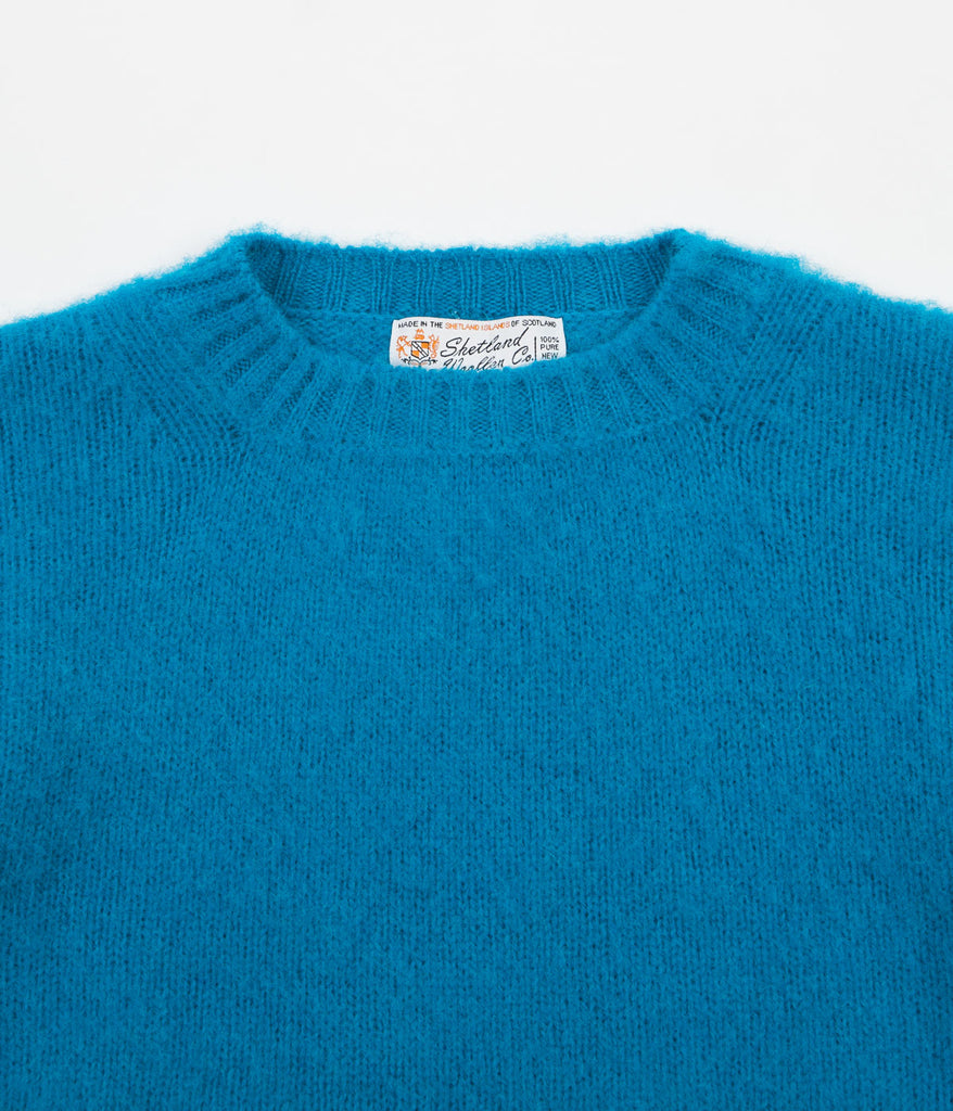 Shetland Woollen Co. Heavy Brushed Shaggy Crewneck - Cyan