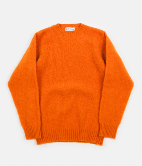 Shetland Woollen Co. Heavy Brushed Shaggy Crewneck - Orange
