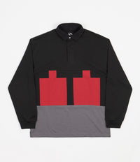 The Trilogy Tapes TTT Long Sleeve Polo Shirt - Red / Black / Grey thumbnail