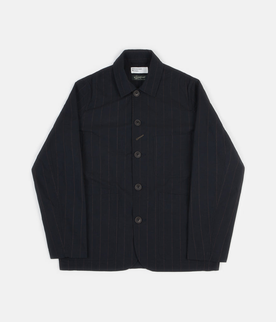 Universal Works Bakers Jacket Raised Pinstripe Navy Always in Colour