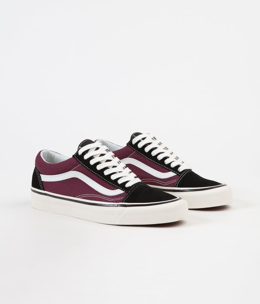 Burgundy and black vans best sale