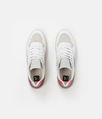 Veja V-10 Leather Shoes - Extra White / Oxford Grey / Orange Fluoro thumbnail