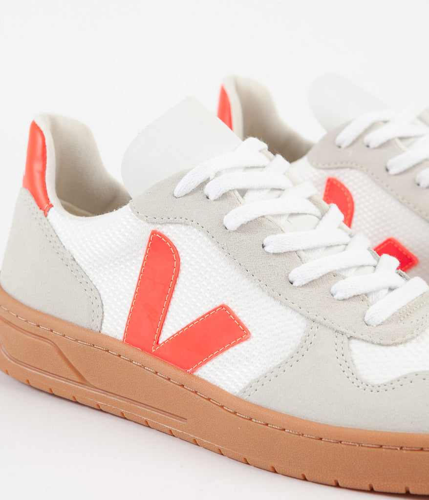 Veja Womens V-10 B-Mesh Shoes White Orange Fluoro Natural