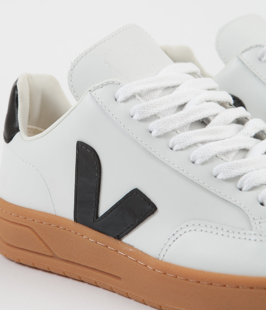 Veja Womens V12 Leather Shoes Extra White / Black / Natural Always