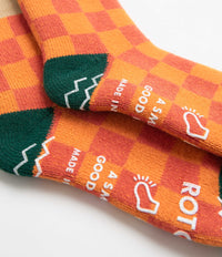 RoToTo Checkerboard Socks - Beige / Dark Green thumbnail
