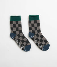 RoToTo Checkerboard Socks - Dark Green / Blue thumbnail